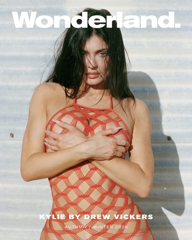 Kylie Jenner Orange Mesh Dress Wonderland Cover Curves