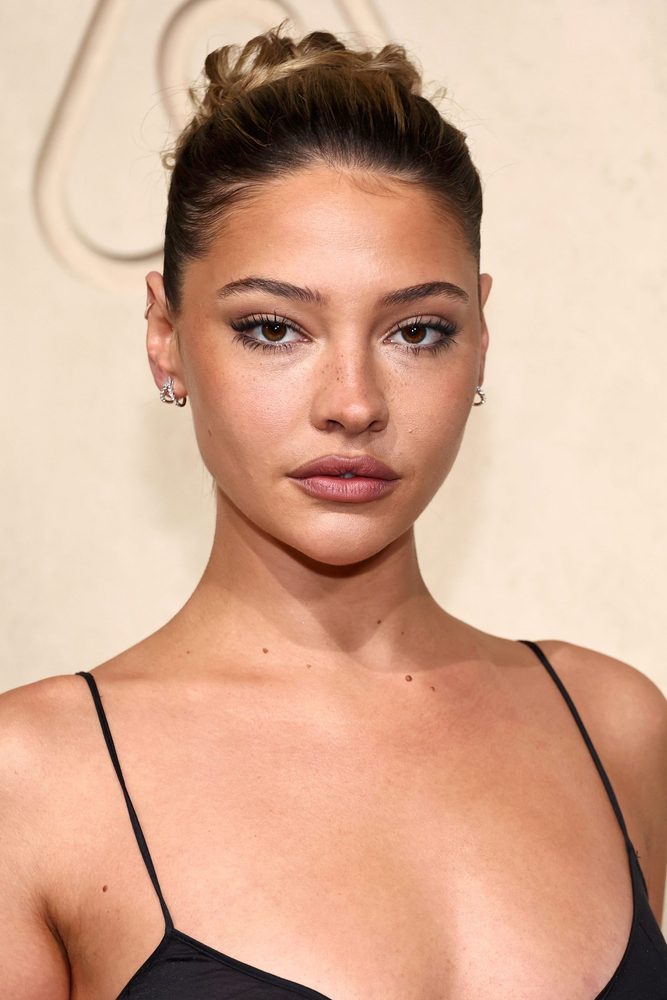 Madelyn Cline Sheer Black Dress Cleavage Airbnb Gala
