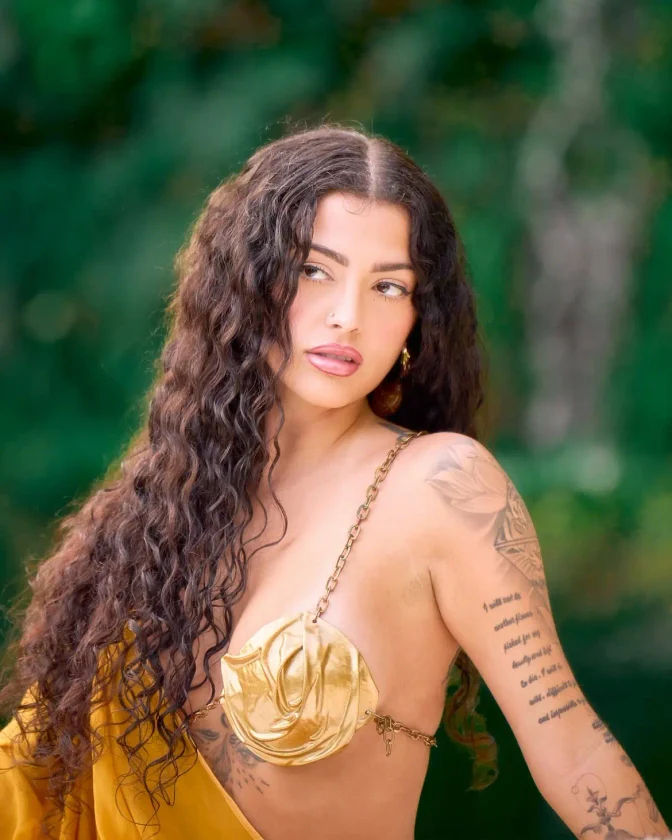 Malu Trevejo Bare Ass Mustard Yellow Gold Dress