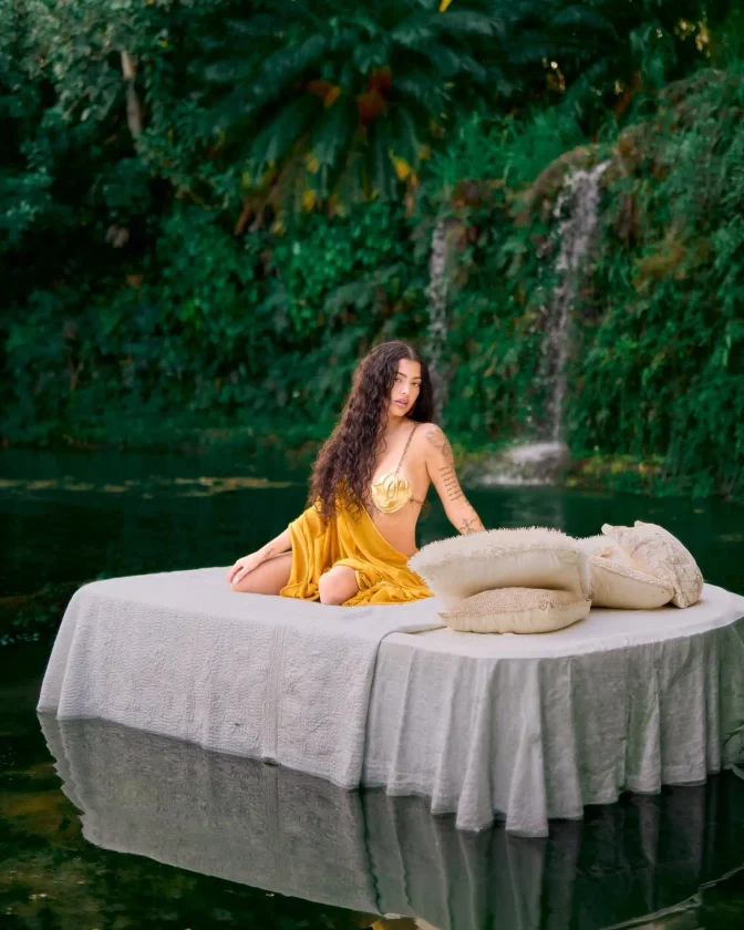 Malu Trevejo Bare Ass Mustard Yellow Gold Dress