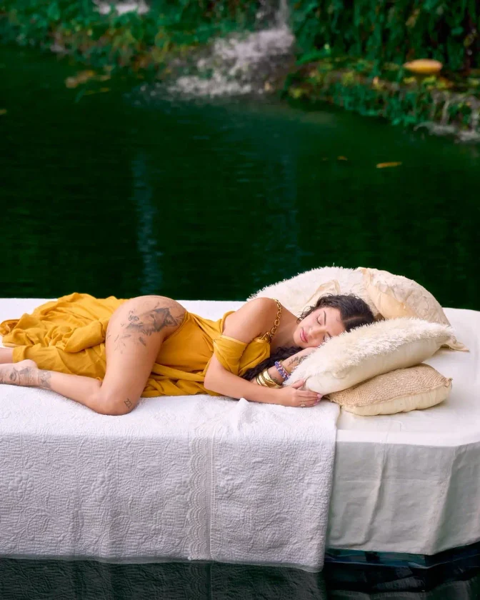 Malu Trevejo Bare Ass Mustard Yellow Gold Dress