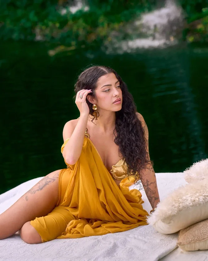 Malu Trevejo Bare Ass Mustard Yellow Gold Dress