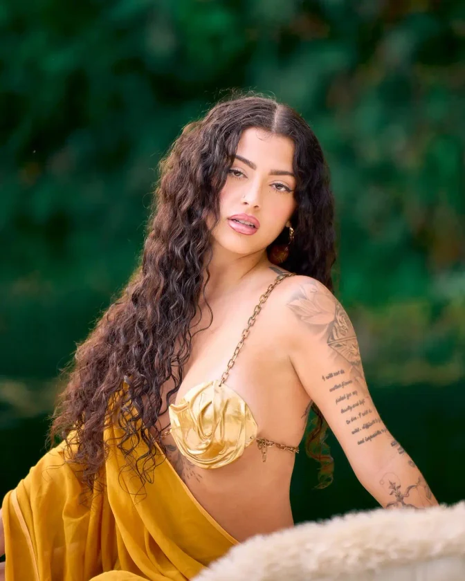 Malu Trevejo Bare Ass Mustard Yellow Gold Dress