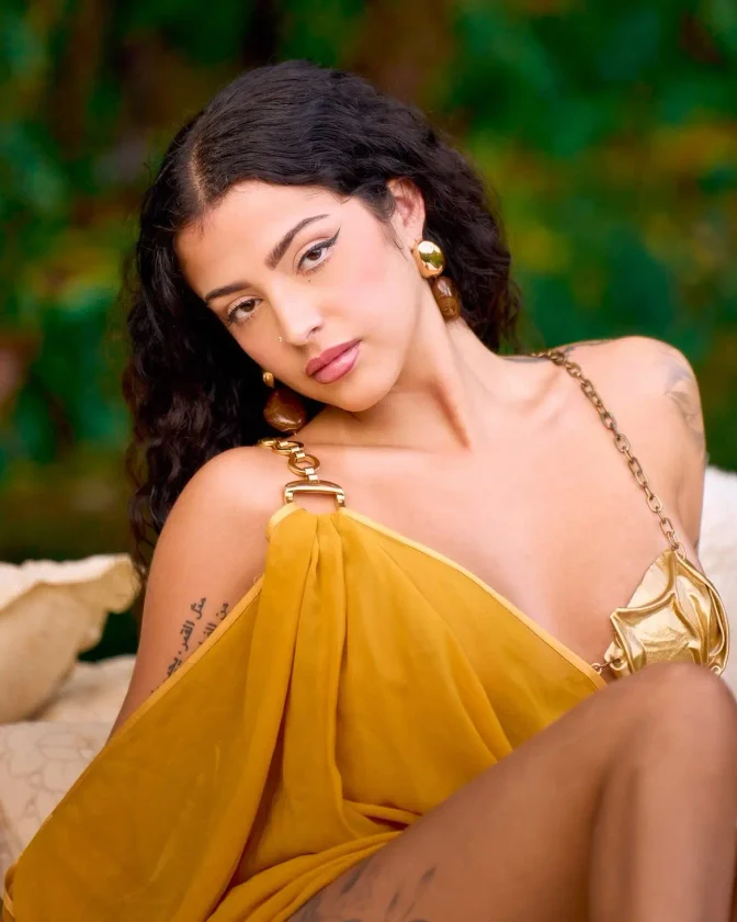 Malu Trevejo Bare Ass Mustard Yellow Gold Dress