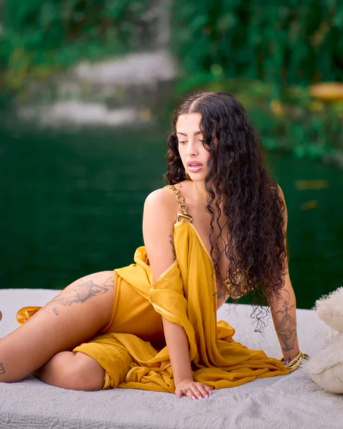 Malu Trevejo Bare Ass Mustard Yellow Gold Dress