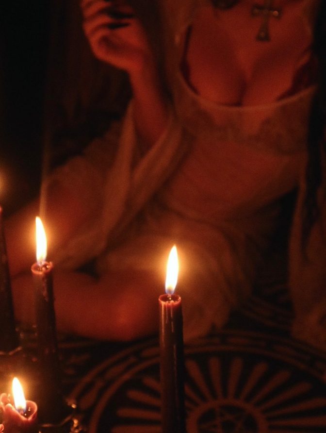 Megan Fox Sheer Lace Candlelit Cleavage Gothic