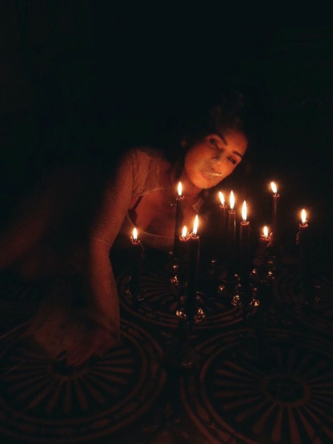 Megan Fox Sheer Lace Candlelit Cleavage Gothic