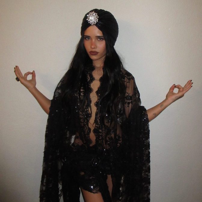 Nessa Barrett Sheer Black Lace Open Front Haunted Hollywood