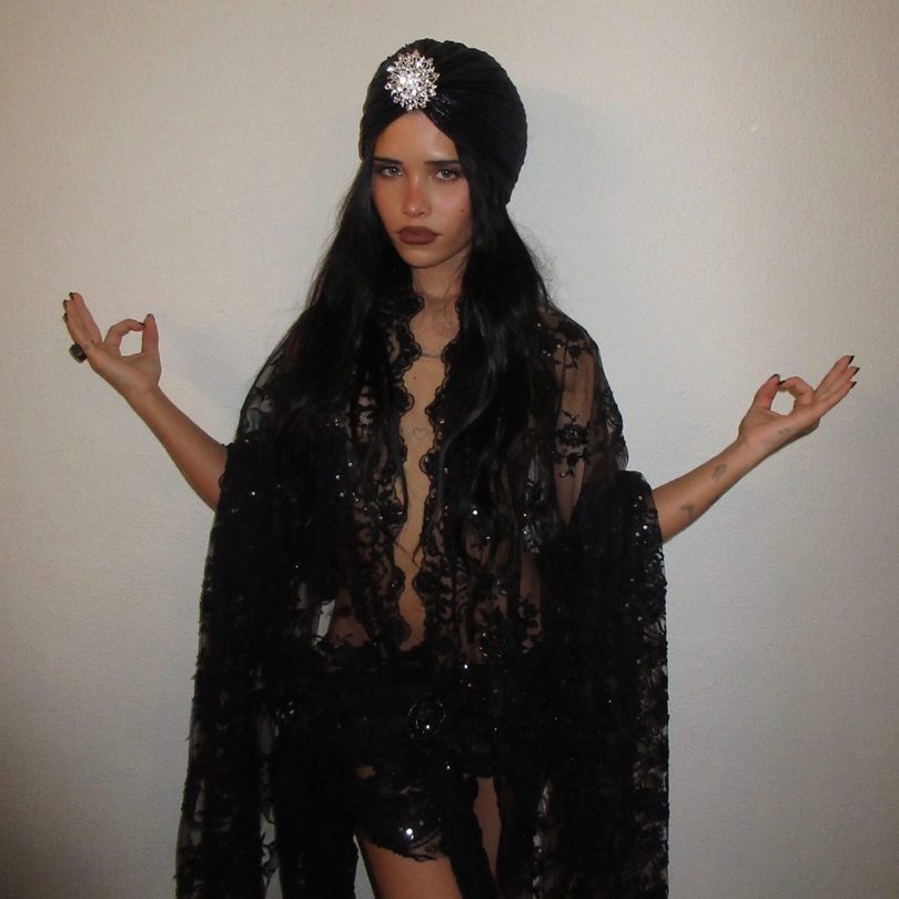 Nessa Barrett Sheer Black Lace Open Front Haunted Hollywood