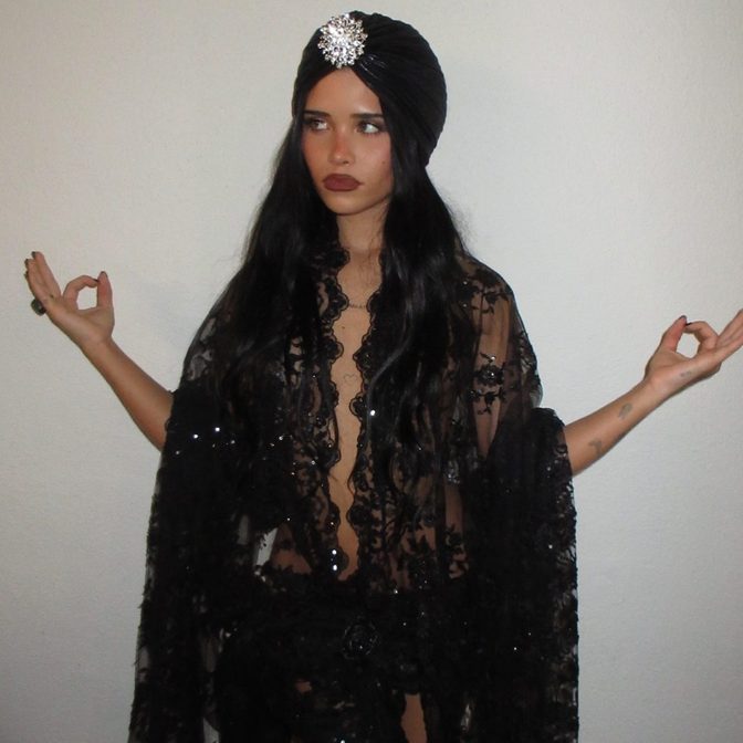 Nessa Barrett Sheer Black Lace Open Front Haunted Hollywood