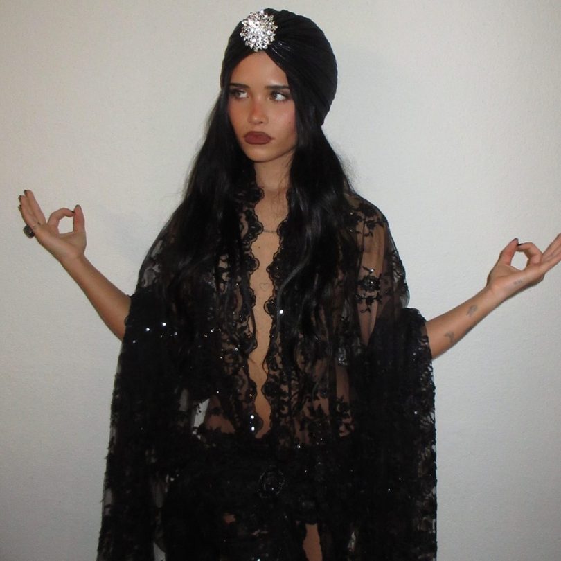 Nessa Barrett Sheer Black Lace Open Front Haunted Hollywood