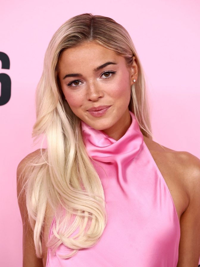 Olivia Dunne Pink Satin High Slit Dress Vs Fashion Show
