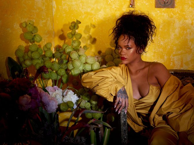 Rihanna Fenty Beauty Moroccan Spice Outtakes Golden Dress