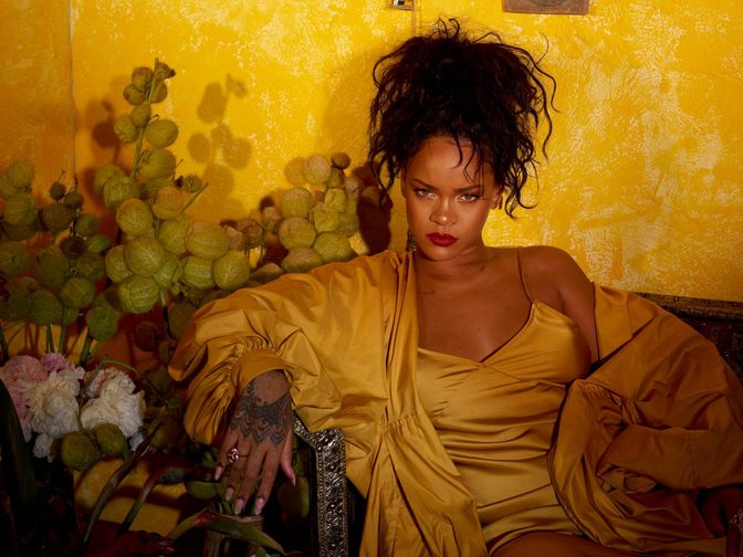 Rihanna Fenty Beauty Moroccan Spice Outtakes Golden Dress