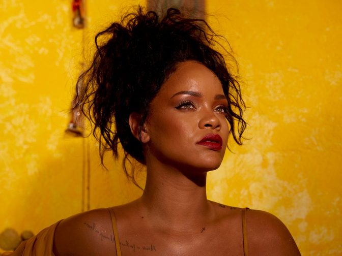 Rihanna Fenty Beauty Moroccan Spice Outtakes Golden Dress