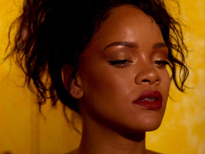 Rihanna Fenty Beauty Moroccan Spice Outtakes Golden Dress