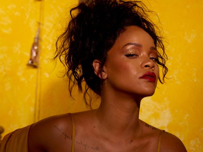 Rihanna Fenty Beauty Moroccan Spice Outtakes Golden Dress