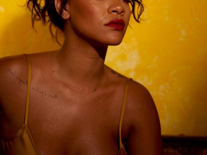 Rihanna Fenty Beauty Moroccan Spice Outtakes Golden Dress