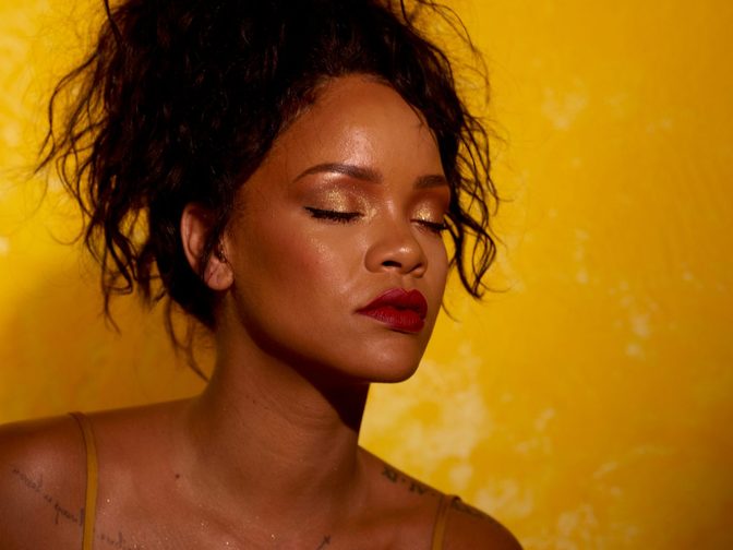 Rihanna Fenty Beauty Moroccan Spice Outtakes Golden Dress