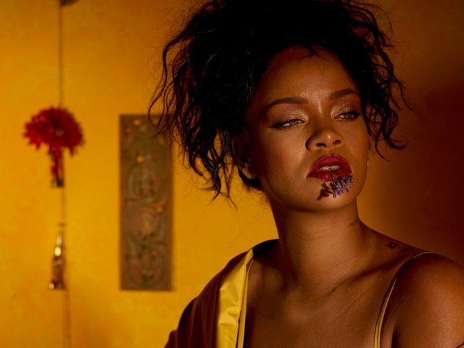 Rihanna Fenty Beauty Moroccan Spice Outtakes Golden Dress