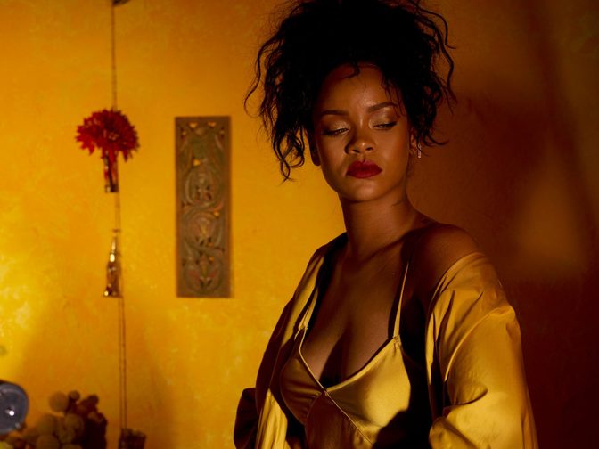 Rihanna Fenty Beauty Moroccan Spice Outtakes Golden Dress