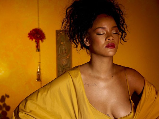 Rihanna Fenty Beauty Moroccan Spice Outtakes Golden Dress