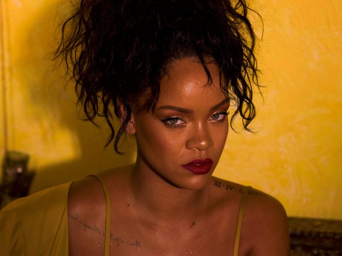 Rihanna Fenty Beauty Moroccan Spice Outtakes Golden Dress