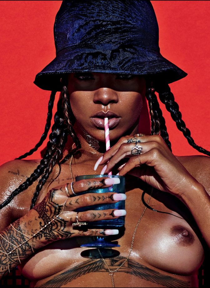 Rihanna Nude Ass Breasts Tan Lines Lui Magazine Pool