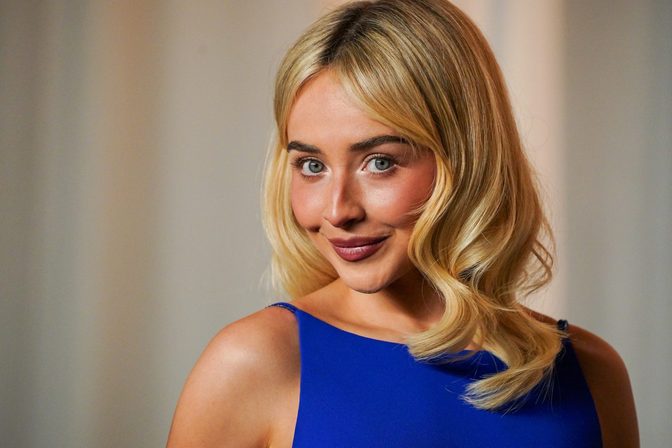 Sabrina Carpenter Giorgio Armani Blue Gown Academy Gala