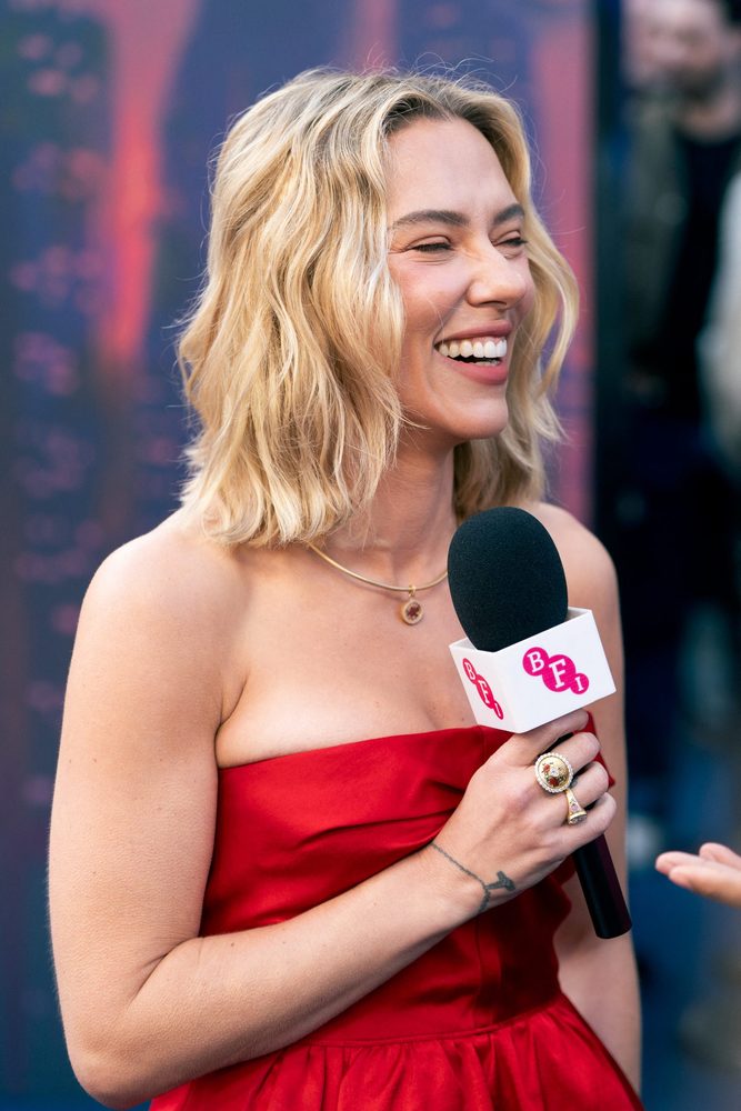 Scarlett Johansson Red Dress Ray Gunn Premiere