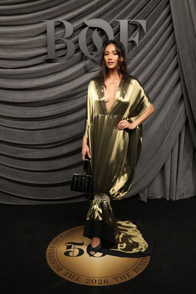 Shay Mitchell Cleavage Low Cut Gold Dress Paris