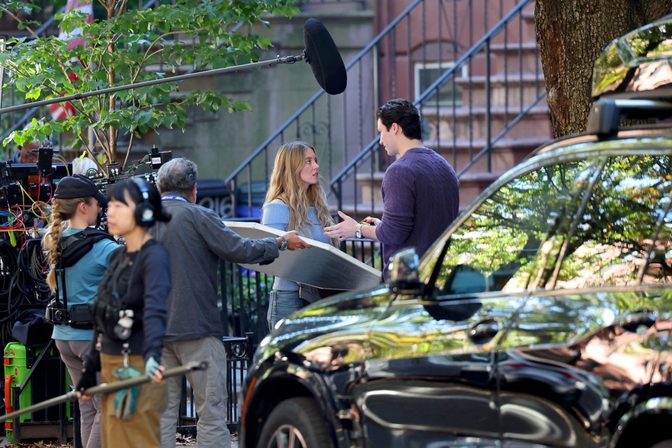 Sydney Sweeney Busty Tight Blue Off Shoulder Sweater Housemaids Secret Set