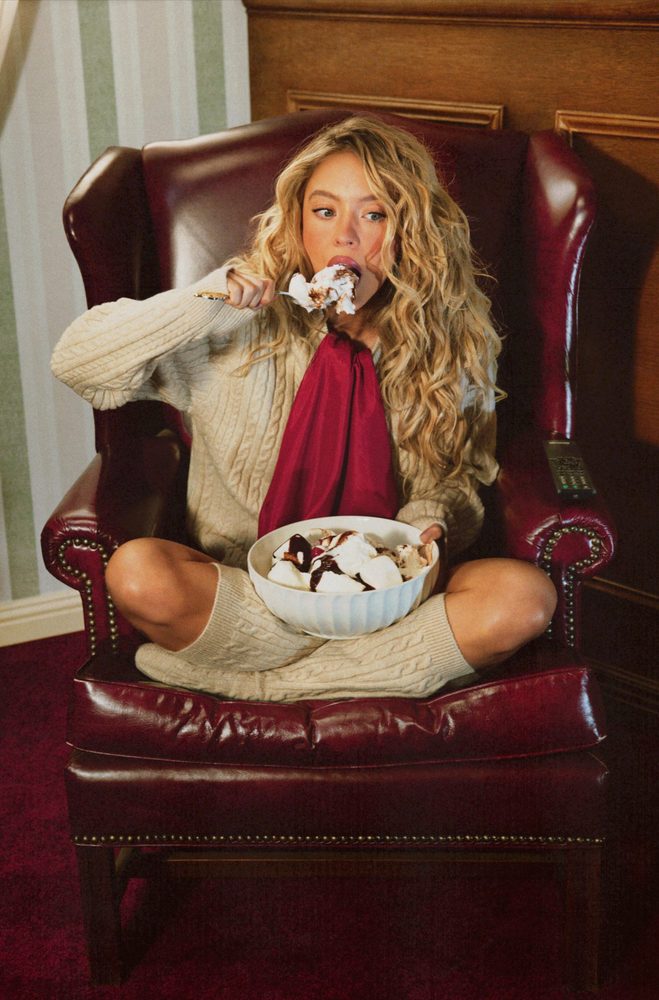 Sydney Sweeney Syrn Holiday Ice Cream Sweater Curves