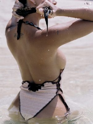 Tatiana Panakal Swimsuit Plunging Crochet Boobs Beach Body