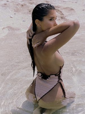 Tatiana Panakal Swimsuit Plunging Crochet Boobs Beach Body