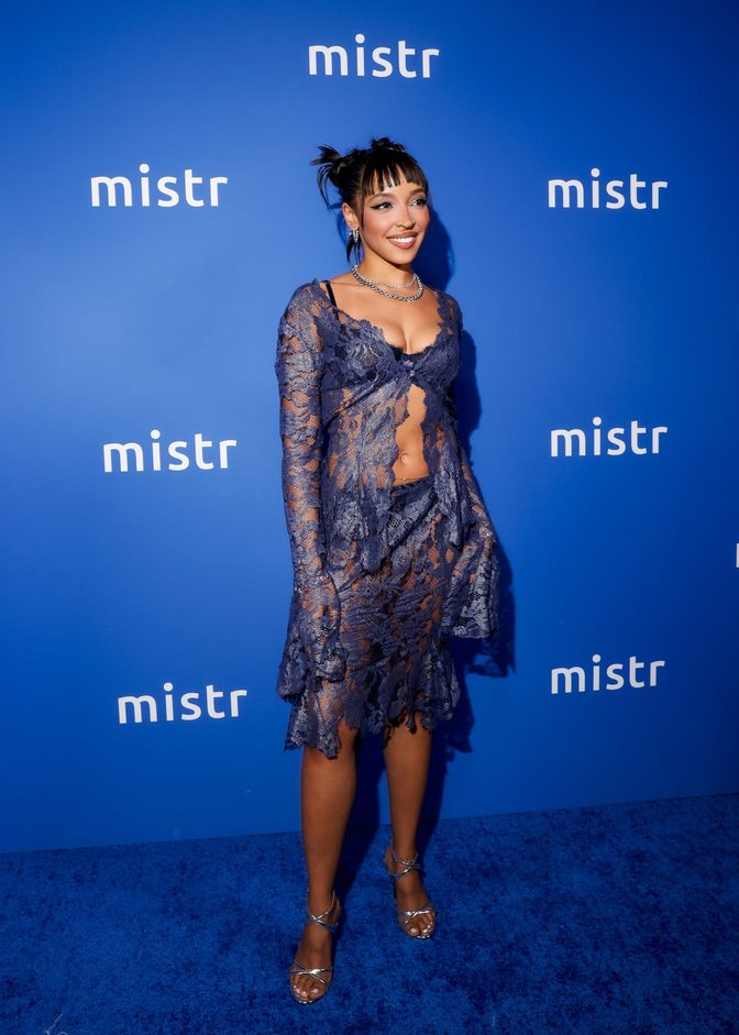 Tinashe Sheer Navy Lace Cleavage Mistr Prep Day Abbey
