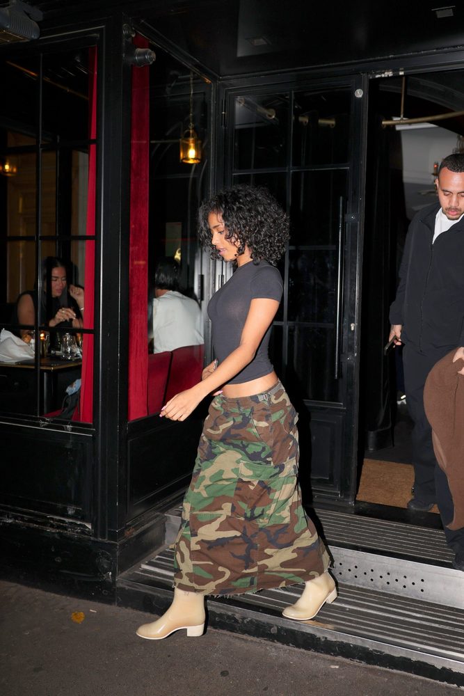 Tyla Braless Boobs Sheer Crop Camo Pants Cesar Paris