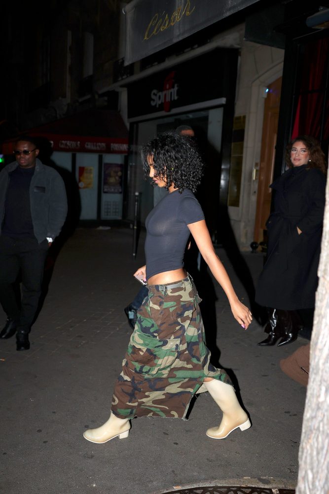 Tyla Braless Boobs Sheer Crop Camo Pants Cesar Paris