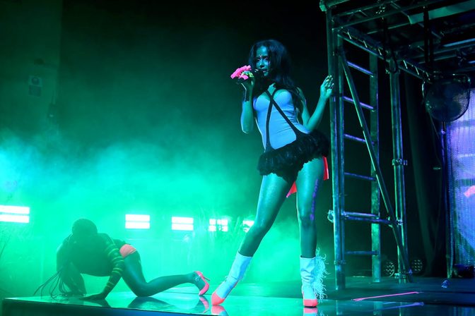Tyla Glistening Body Tiny Pink Outfit London
