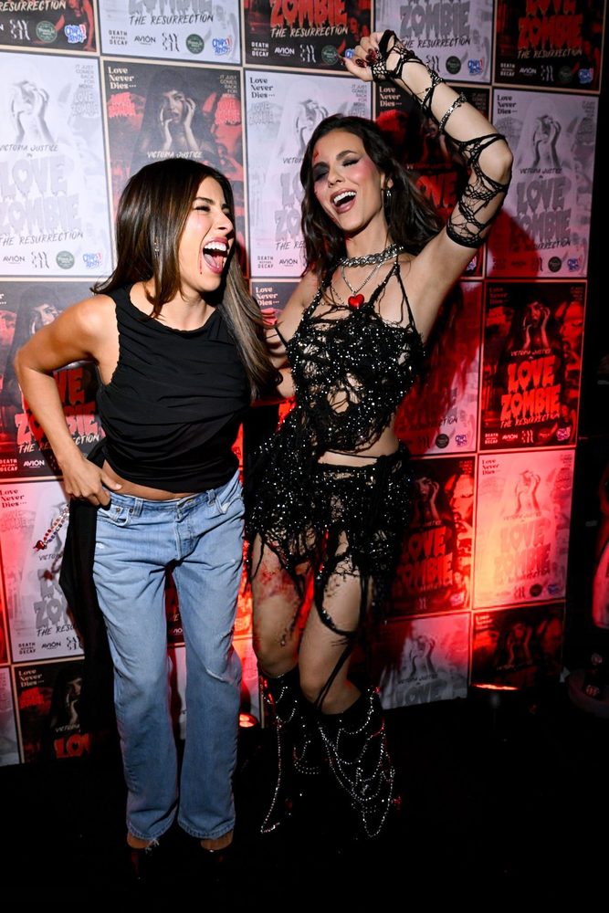 Victoria Justice Shredded Black Mesh Love Zombie Halloween Party