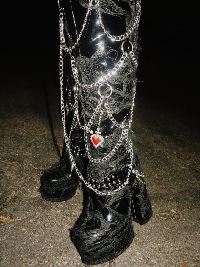 Victoria Justice Sparkly Shredded Mesh Zombie Dress Blood