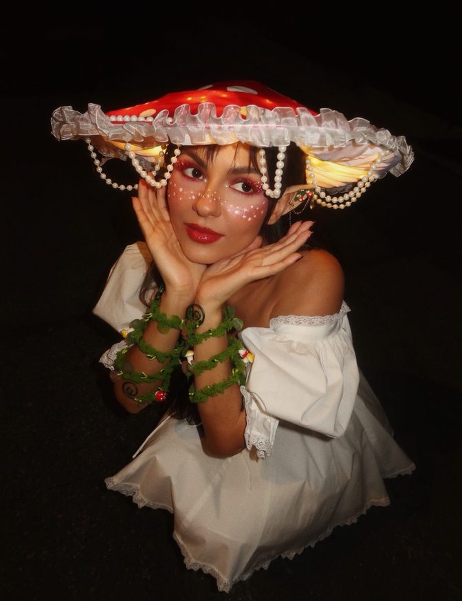 Victoria Justice Tiny White Dress Red Boots Mushroom Fairy