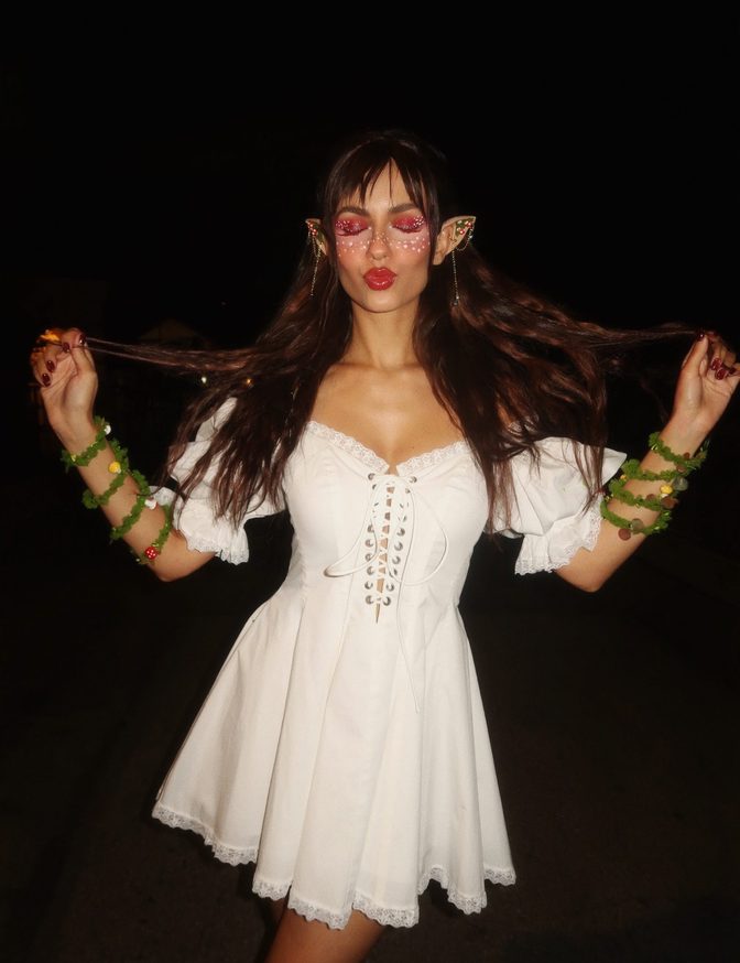 Victoria Justice Tiny White Dress Red Boots Mushroom Fairy