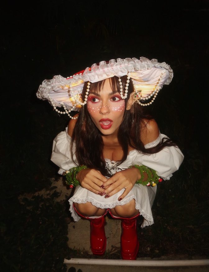 Victoria Justice Tiny White Dress Red Boots Mushroom Fairy