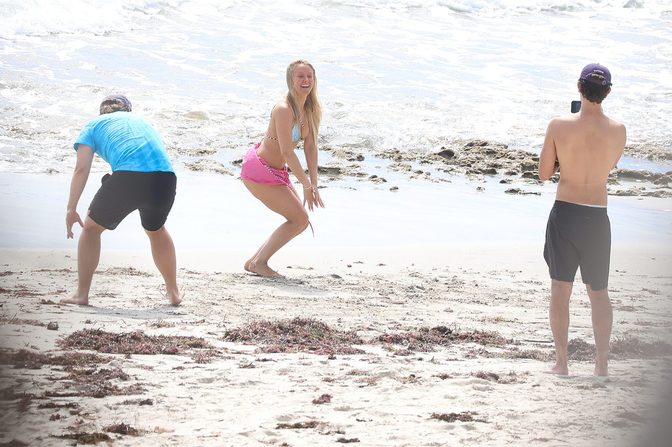 Zara Larsson Pink Wrap Cartwheel Perth Beach Ass