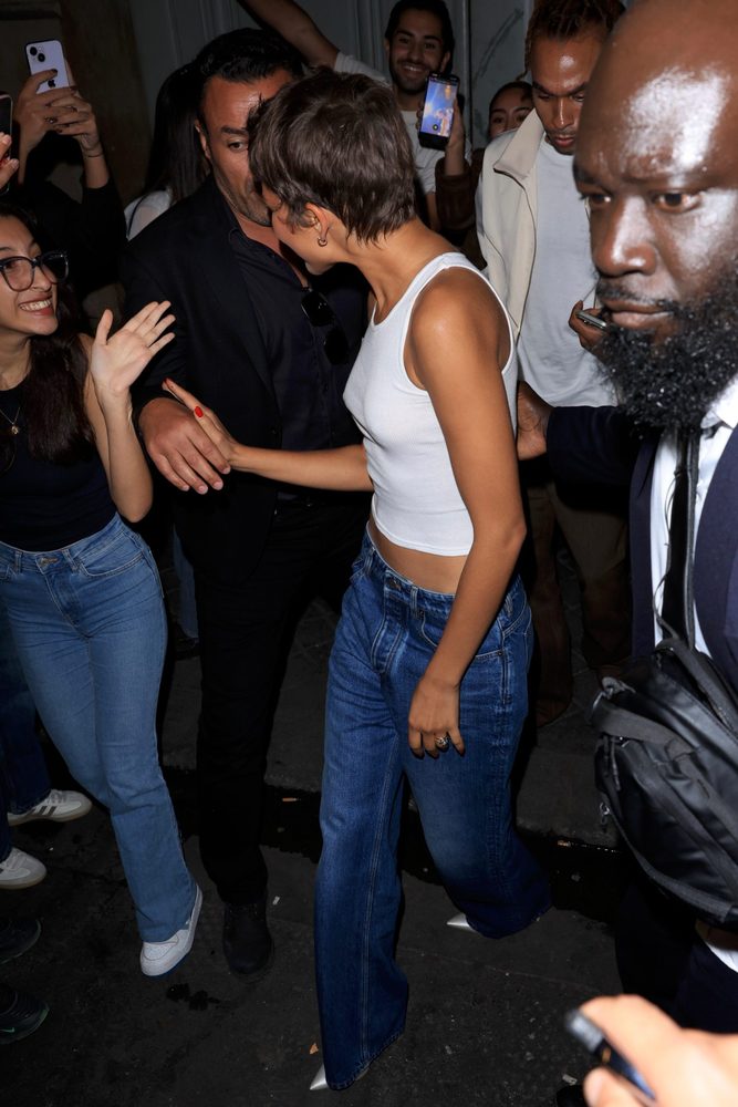 Zendaya Braless Nipples Tight White Tank Top